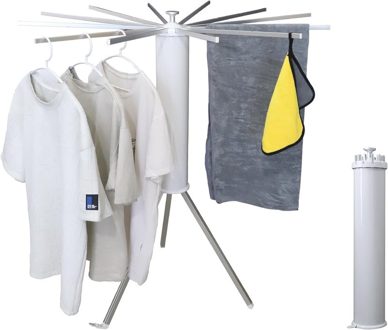 RFOUO Clothes Drying Rack Tripod,Laundry Hanger Dryer Rack,Portable Foldable Drying Rack-Drying Rack Clothing Laundry Bedroom Household Aluminum-12rods - Image 1