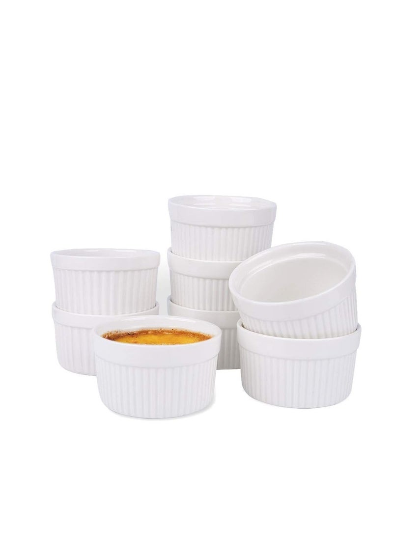 Kitchen AKDC Ramekins 4OZ,Set of 8, Souffle Dishes, Oven Safe Ramekin Bowls Serving For Creme Brulee, Custard, Pudding, Mini Desserts, Jam, Dips, Sauces, Ramekins For Baking - Image 1