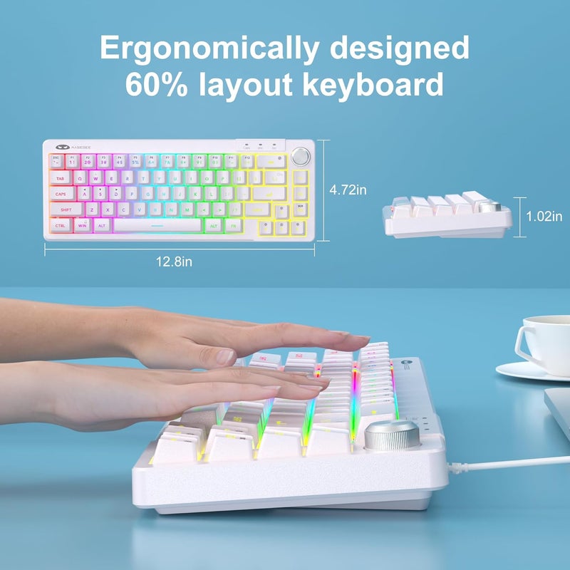 MageGee Mini 60% Gaming Keyboard, RGB Backlit Ultra-Compact Keyboard, TS68 Ergonomic Waterproof Mechanical Feeling Office Computer Keyboards for PC, MAC, PS4, Xbox ONE Gamer - Image 4