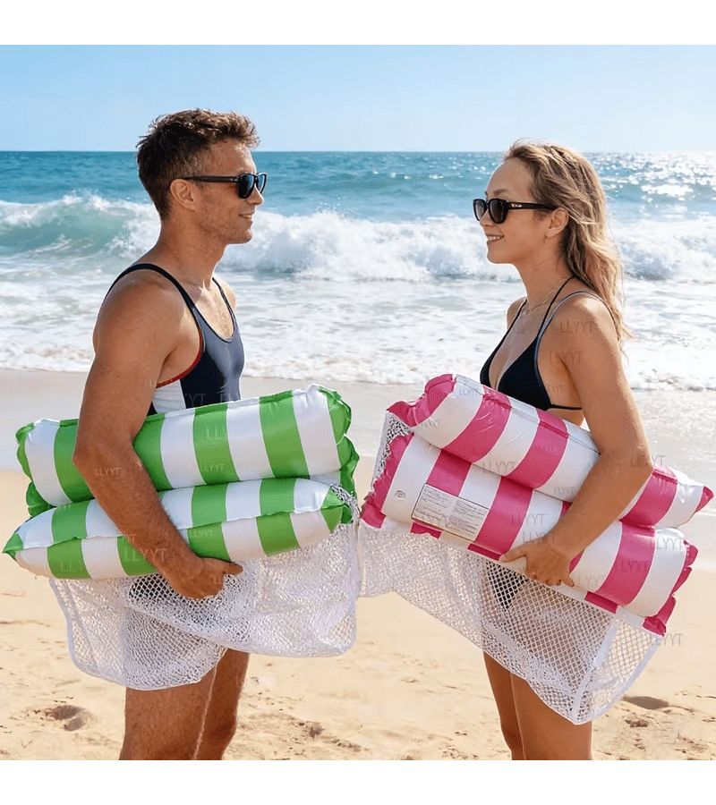 Orange Green 2pcs 4 in 1 Inflatable Water Hammock with Air Pump Pool Floating Bed - Image 5