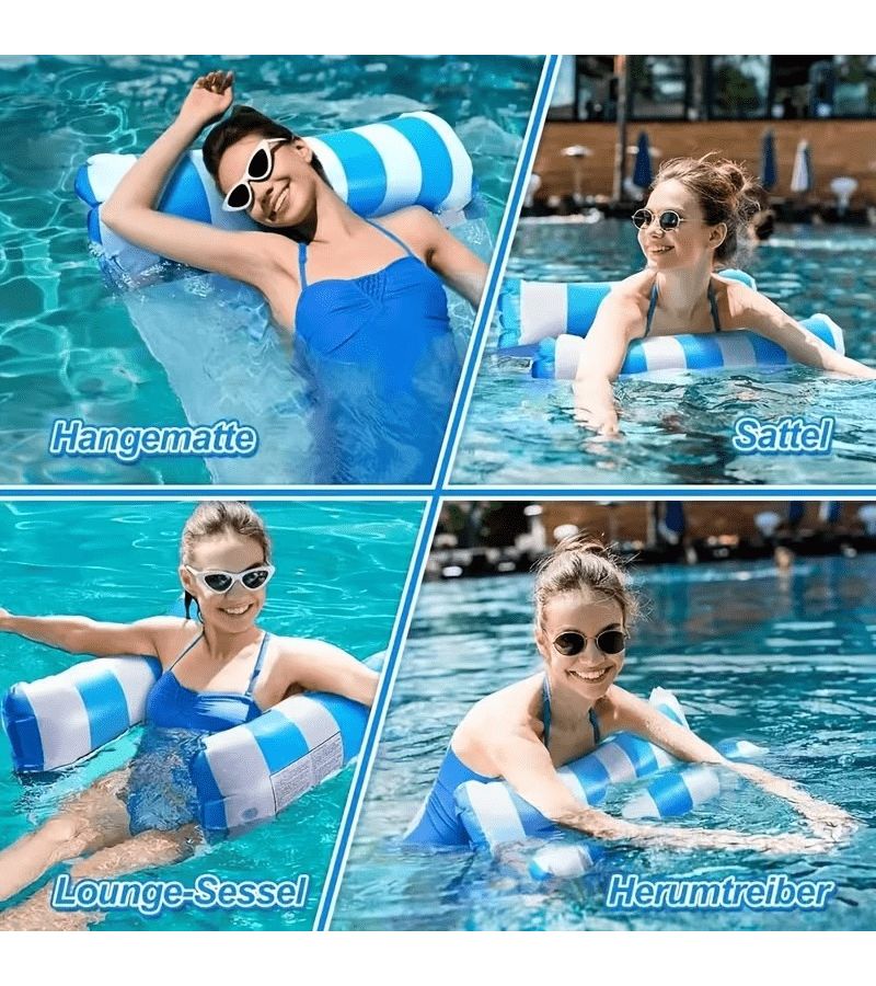 Orange Green 2pcs 4 in 1 Inflatable Water Hammock with Air Pump Pool Floating Bed - Image 1
