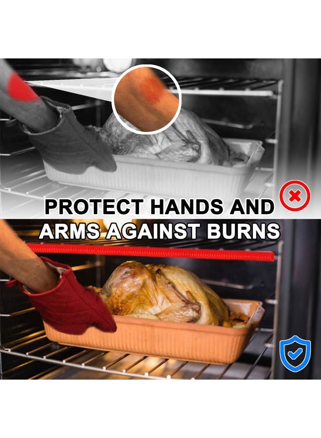 LeeYean Oven Rack Shields - 4 Pack Heat Resistant Silicone Oven Rack Cover 14 inches Long Oven Rack Edge Protector, Protect Against Burns and Scars (Red) - Image 3