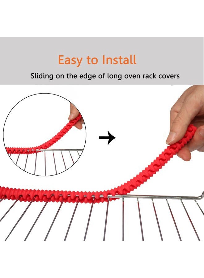 LeeYean Oven Rack Shields - 4 Pack Heat Resistant Silicone Oven Rack Cover 14 inches Long Oven Rack Edge Protector, Protect Against Burns and Scars (Red) - Image 5