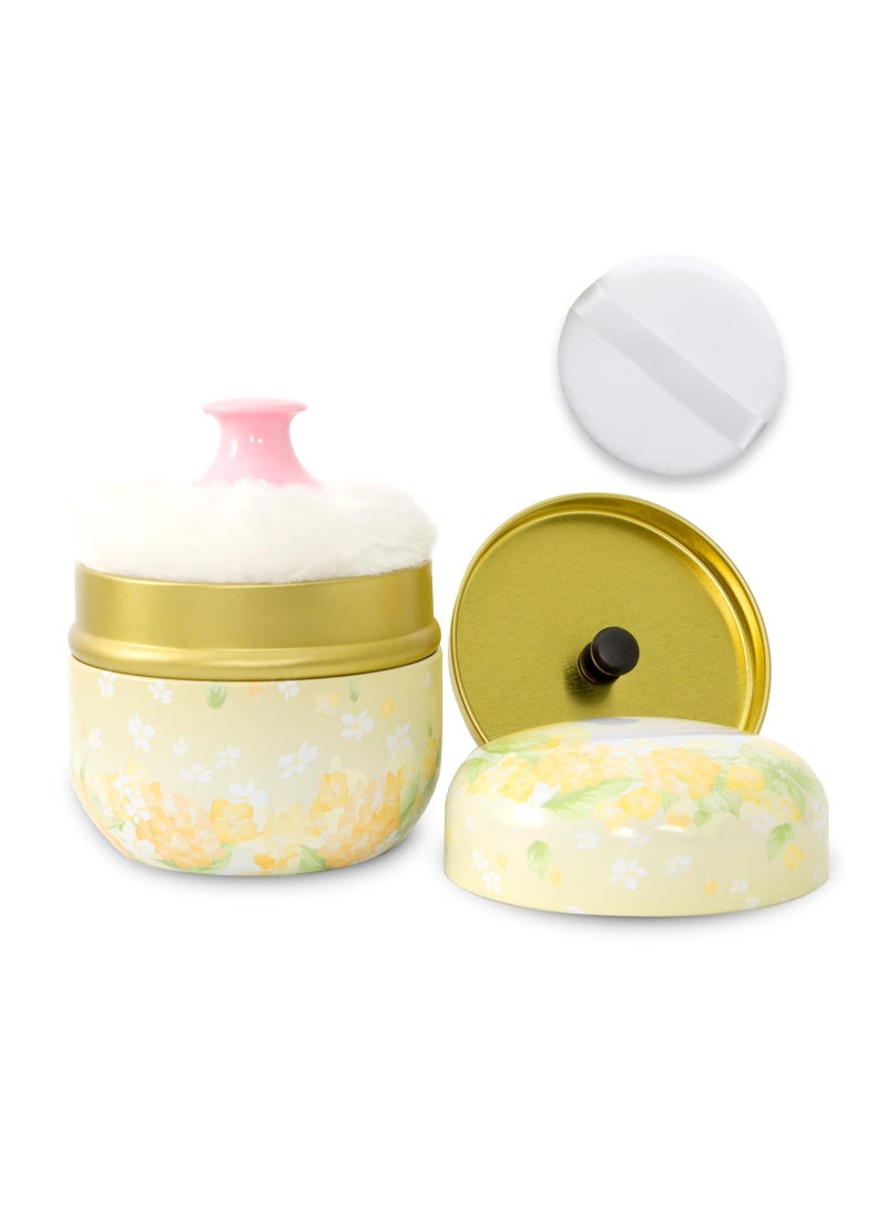 Excefore Body Powder Puff and Container, 3.15" Portable Powder Container for Body Powder, Empty Powder Case for Women's Loose Powder for Travel, Bath and Beach (Yellow) - Image 1