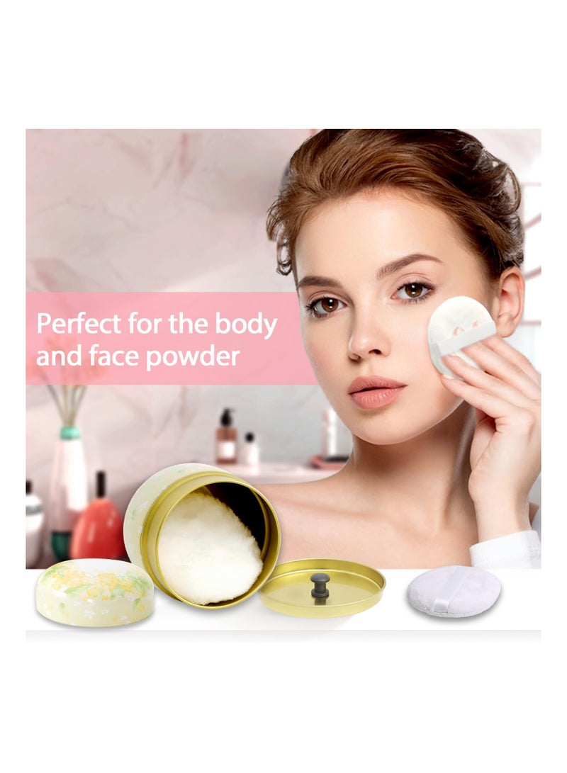Excefore Body Powder Puff and Container, 3.15" Portable Powder Container for Body Powder, Empty Powder Case for Women's Loose Powder for Travel, Bath and Beach (Yellow) - Image 5