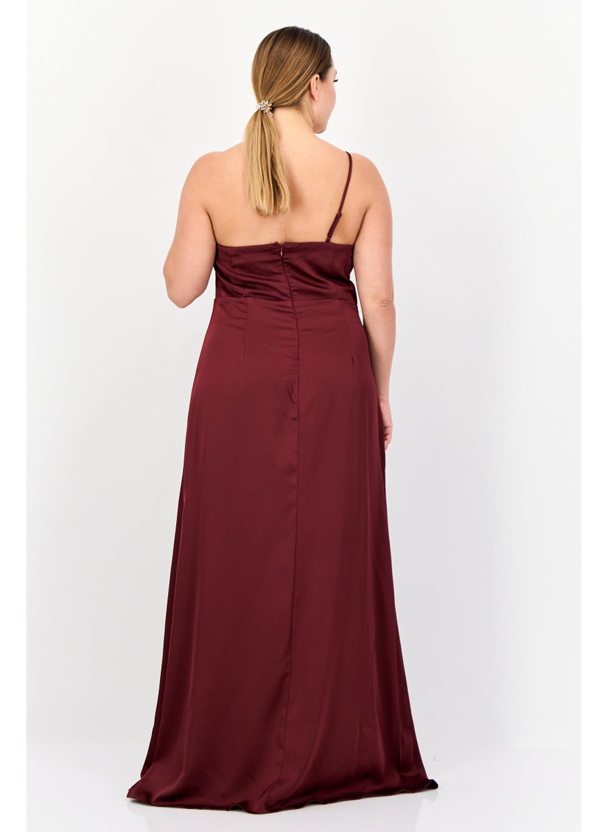 Lulus Women Plain Maxi Dress, Maroon  - Image 4