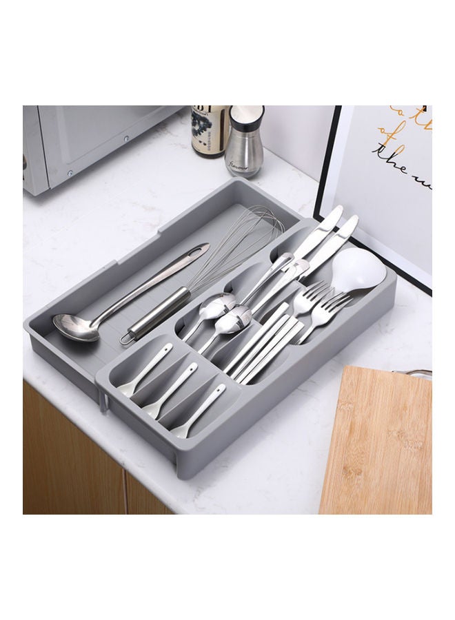 Loquat Expandable Cutlery Drawer Organizer Grey 40.5x5.5x16.5cm - Image 3