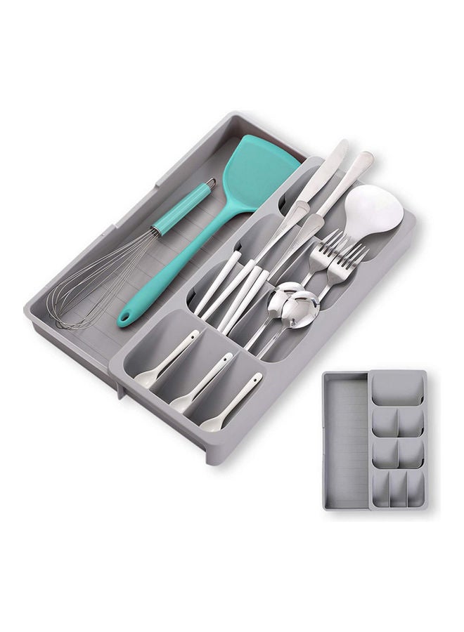 Loquat Expandable Cutlery Drawer Organizer Grey 40.5x5.5x16.5cm - Image 4