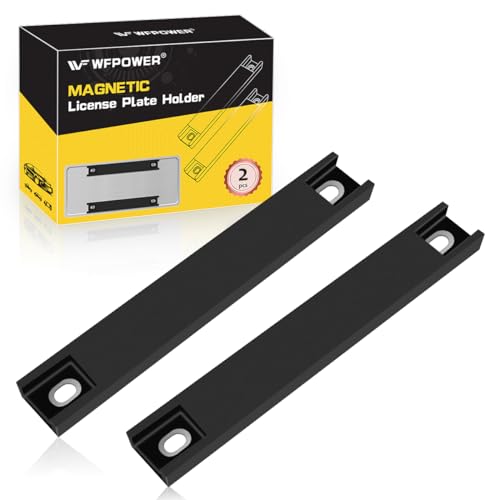 WFPOWER 2 Pack Premium Rubber Coated Magnetic License Plate Holder, Magnet Tag, Demo Tag Test Drive, Car Dealer Magnet Bar License Plate Frame with Screws No Scratch for Car Truck (Black) - Image 1
