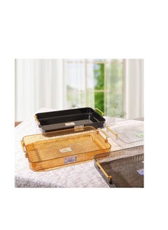 Generic Elegant Rectangular Anti-Shatter Acrylic Serving Tray with Gold Handle for Fruits and Drinks, Fame Color, 25.5 x 17 cm, Crystal H  - Image 2