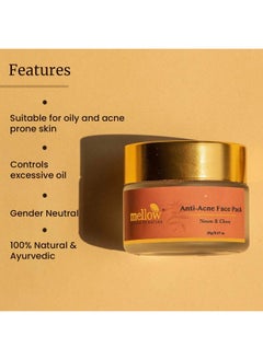 MELLOW Herbal Anti Acne Face Pack (20Gm) For Acne Prone Skin | Neem Bark, Clove & Multani Mitti |Helps To Prevent Pimples & Breakouts | Cleanses Oily Skin  - Image 2