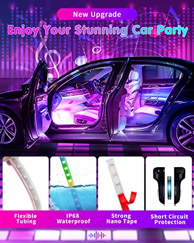 DUOFU365 RGB Interior Car Strip Lights with Smart APP Control, Music Sync Under Dash Footwell Neon Internal Lighting Kit Multicolor,12V LED Strip Lights for Cars, Trucks, SUVs with Car Charger(1 Set) - Image 2