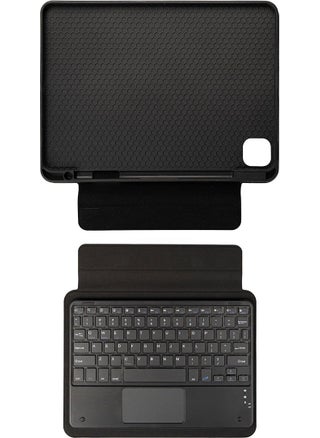 BBS Teknoloji Grup BBS Technology Group Apple iPad Air 11 2024 Zore Border Keyboard Bluetooth Connected Stand Keyboard Tablet Case-Black  - Image 1