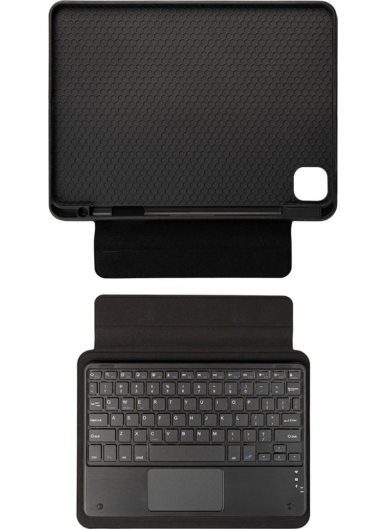 BBS Teknoloji Grup - BBS Technology Group Apple iPad Air 11 2024 Zore Border Keyboard Bluetooth Connected Stand Keyboard Tablet Case-Black - Image 1