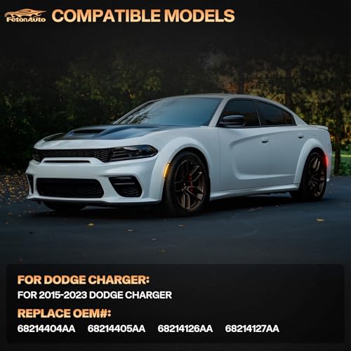 FetonAuto Amber Red LED Side Marker Lights for Dodge Charger SRT Hellcat Scat Pack 2015 2016 2017 2018 2019 2020 2021 2022 2023 2024, Smoked Lens Front Rear Kit - Image 5