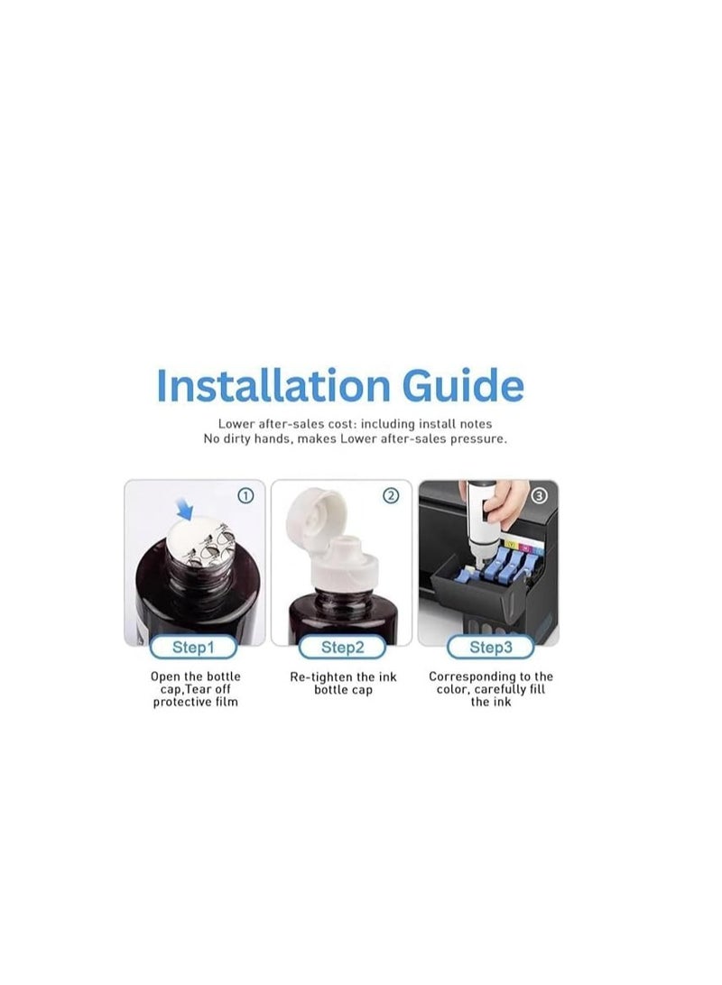 Terabyte حبر متوافق مع طابعة كانون لطراز PIXMA G3400، G2400، G1400، G4400، G4410، G3410، G2410، G1410، G3411، G2411، G1411، G4411 (عبوة 4 - أسود، أزرق، وردي، أصفر) - Image 5