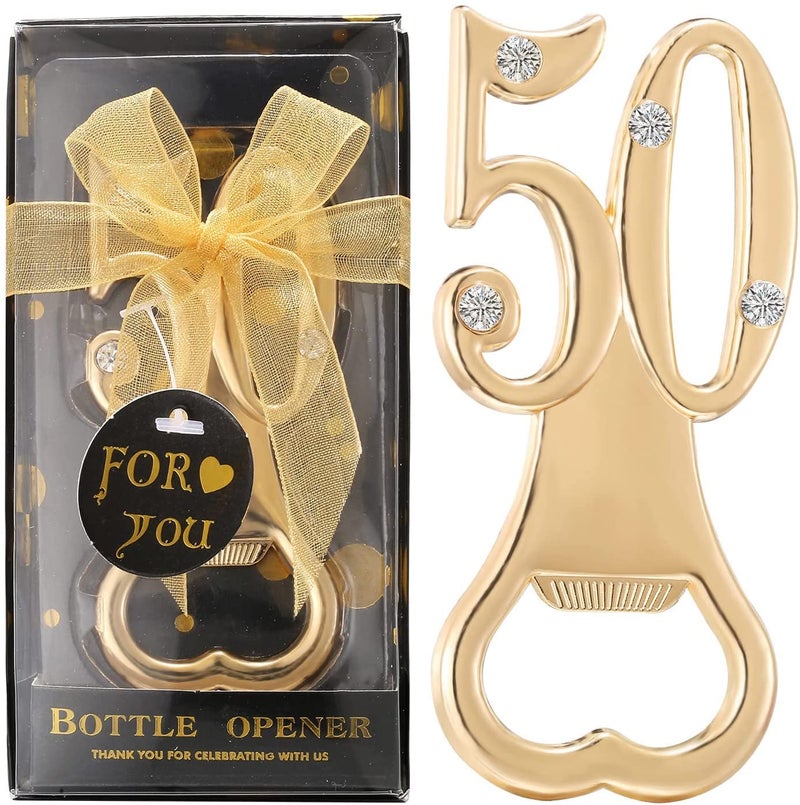 WENFOME Set of 18 Bottle Opener for 50th Birthday Party Favors 50th Wedding Anniversaries Souvenirs Favors Gifts Table Decorations with Individual Gift Box for Guests