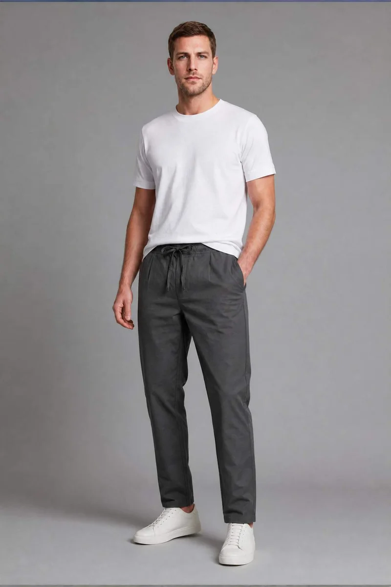 Relax Fit Elastic Waist Trousers
