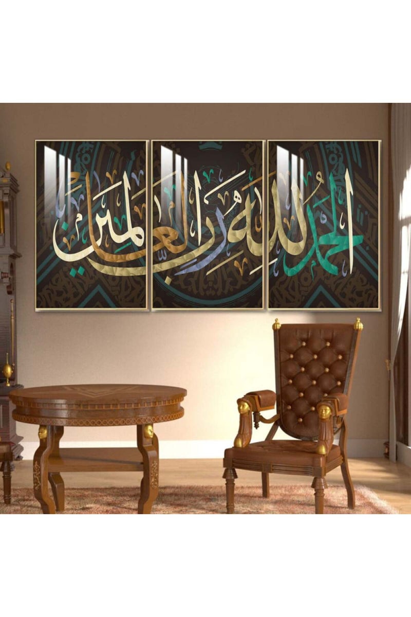 Marktna Three wooden wall painting with a frame and a clear acrylic layer - Image 1
