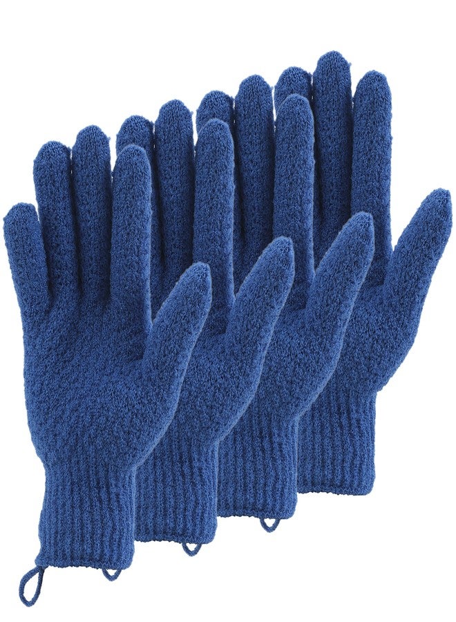 cleedy 2 Pairs Bath Exfoliating Gloves for Men and Women - CLEEDY 4 Pcs Heavy and Large Exfoliating Gloves Scrubbing for Shower, Spa, Massage - Scrub Exfoliating Mitts for Body, Face, Hand and Foot (Blue) - Image 1