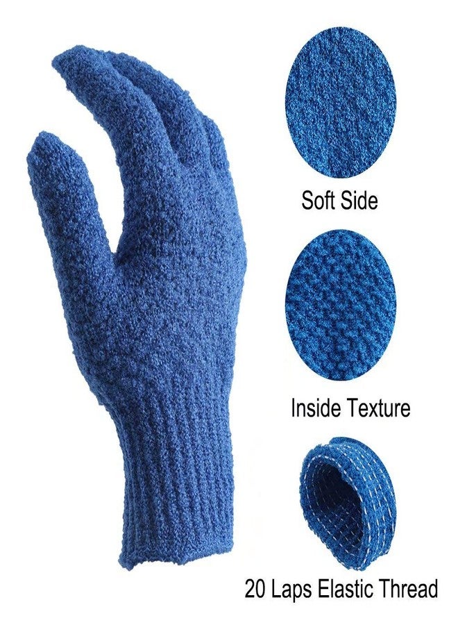 cleedy 2 Pairs Bath Exfoliating Gloves for Men and Women - CLEEDY 4 Pcs Heavy and Large Exfoliating Gloves Scrubbing for Shower, Spa, Massage - Scrub Exfoliating Mitts for Body, Face, Hand and Foot (Blue) - Image 3