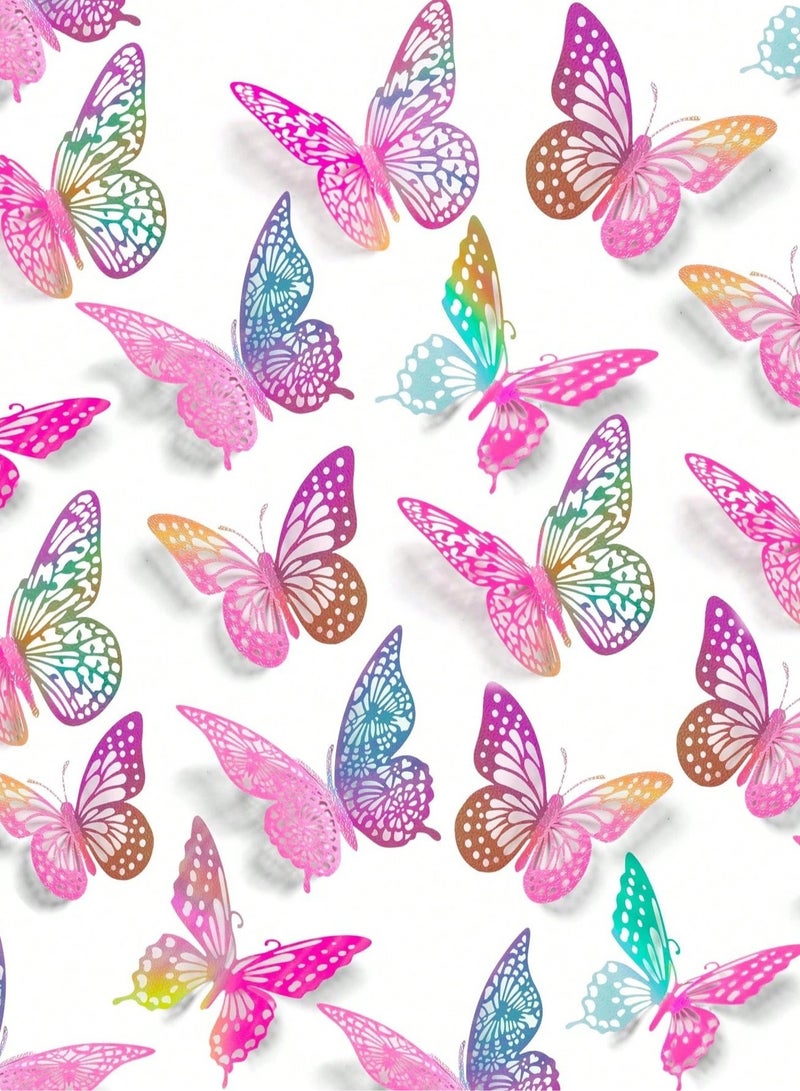 Multi-Purpose 3D pink  Butterfly Decorations -12-Piece Set With 3 Different Sizes (For Cakes, Parties & More) - Image 1
