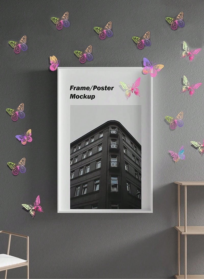 Multi-Purpose 3D pink  Butterfly Decorations -12-Piece Set With 3 Different Sizes (For Cakes, Parties & More) - Image 2