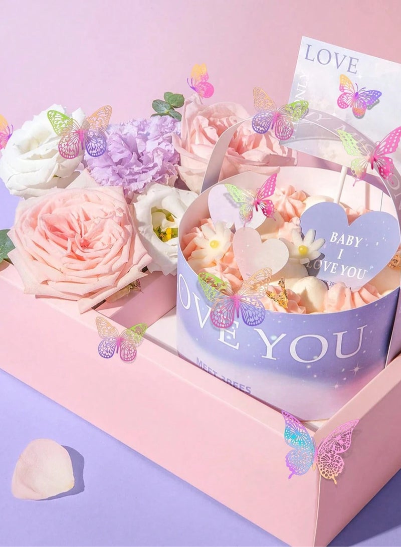 Multi-Purpose 3D pink  Butterfly Decorations -12-Piece Set With 3 Different Sizes (For Cakes, Parties & More) - Image 5