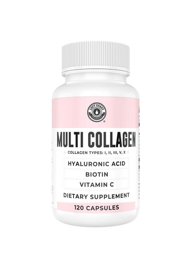Left Coast Performance Collagen Capsules with Biotin, Hyaluronic Acid, Vitamin C, Hydrolyzed Multi Collagen Peptide Capsules Types I, II, III, V, X For Skin, Hair, Nails and Joint Health Supplement* 120 Count  - Image 1