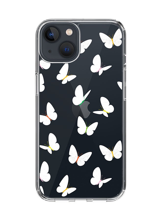 Classic Clear for Apple iPhone 14 Case Hybrid Soft Cover Flexible Edges Anti Drop TPU PC Gel Thin Transparent Cover [ Designed for Apple iPhone 14 ] - Fluttering Butterfly