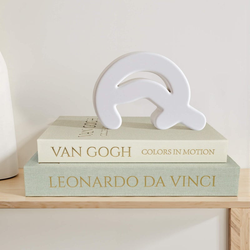 MAOBUYOU Decorative Storage Books Set of 2, Linen Cover, Gold Letters, White and Green - Image 2