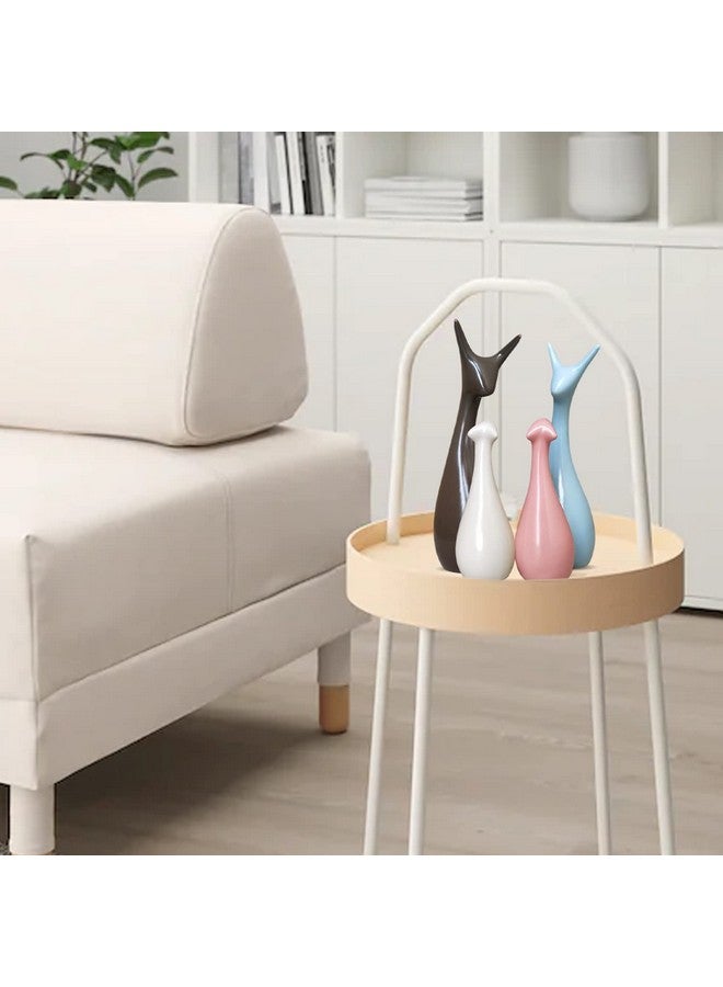 Xtore® Home Décor Lucky Deer Family Matte Finish Ceramic Figures- (Set of 4, Sky, Brown, Pink, Off-White) - Image 3