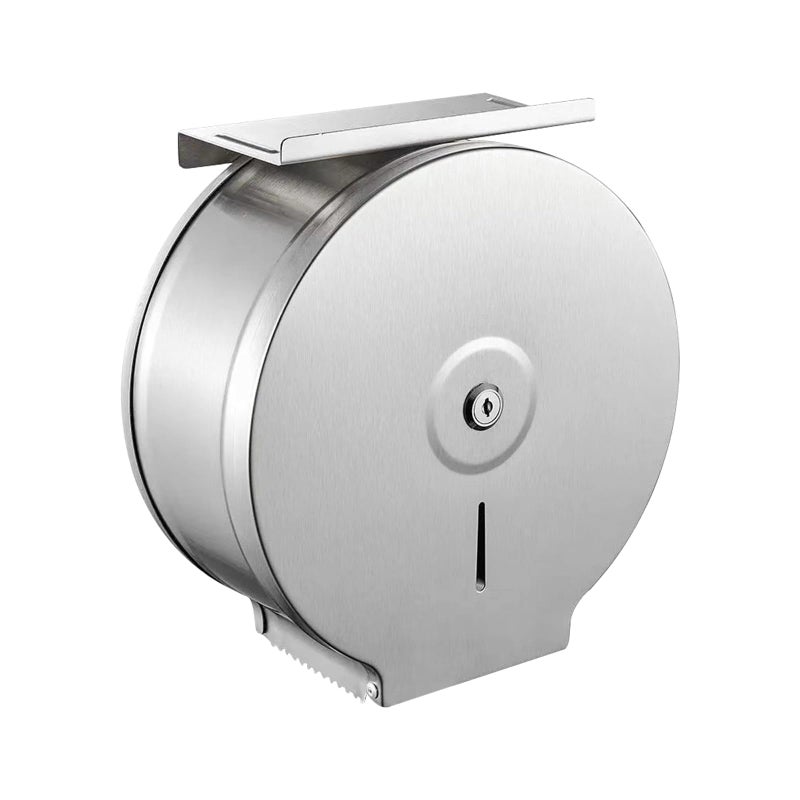 ASIALEO Commercial Jumbo Toilet Paper Dispenser with ShelfTissue Holders9 inch Roll of PaperStainless Steel with Lock Wall Mounted