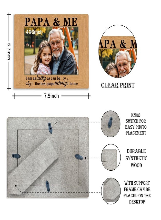 XQLSR Gift for Papa from Grandson Granddaughter, Grandpa Present for Birthday, Christmas, Father's Day, Photo Gifts Wooden Picture Frame, PAPA & ME Photo Frame, To Assemble 4 * 6 Inches Photo - Image 2