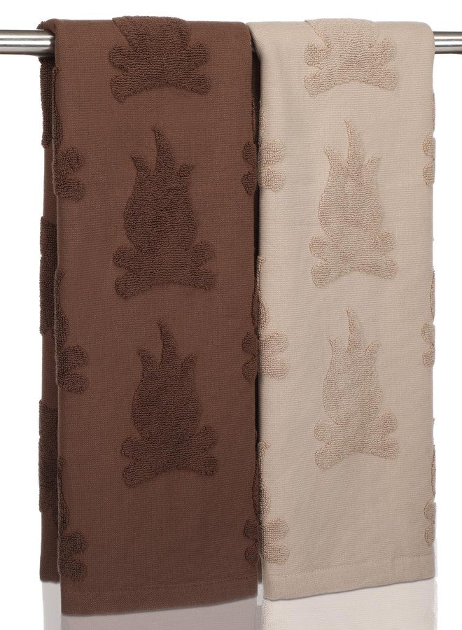 Remagr 2 Pcs Camping Themed Bathroom Hand Towels 29.5 x 13.7 in Farmhouse Kitchen Bath Towel 3D Bonfire Jacquard Weave 100% Cotton Happy Camper Decor for Christmas Winter Gifts - Image 1