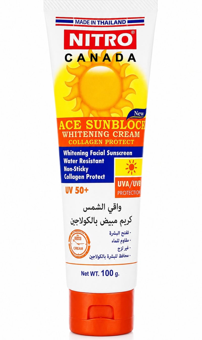 NITRO CANADA Face Sunblock Whitening Cream Collagen UV+50 - 100 g - Image 1