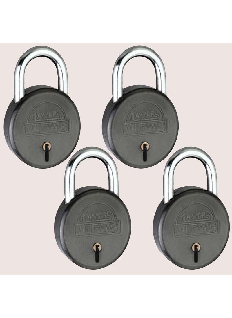 NAYYARS NAYYARS Midas HeavyDuty 75mm Black Round Padlock with 7Lever Security 3 Iron Keys HighSecurity Lock for Home Office and Travel Pack of 4  - Image 1