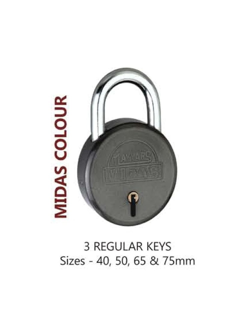 NAYYARS NAYYARS Midas HeavyDuty 75mm Black Round Padlock with 7Lever Security 3 Iron Keys HighSecurity Lock for Home Office and Travel Pack of 4  - Image 3