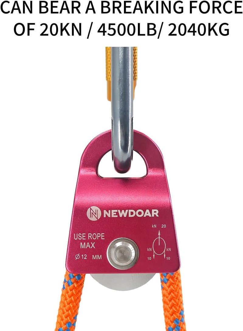 Newdoar Micro Mobile Single Pulley,20kN(4500 lb) Max Rope 1/2in for Rigging Arborist Climbing Rescue,CE Certified - Image 4