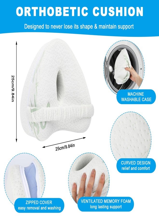 Zvtq Knee Pillow for Side Sleepers - Heart-Shaped Contour Leg Pillow with Spine Alignment Support for Sciatica, Pregnancy & Comfort (White with Green) - Image 5