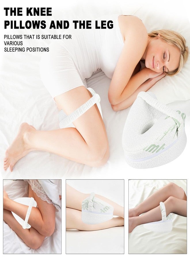 Zvtq Knee Pillow for Side Sleepers - Heart-Shaped Contour Leg Pillow with Spine Alignment Support for Sciatica, Pregnancy & Comfort (White with Green) - Image 2