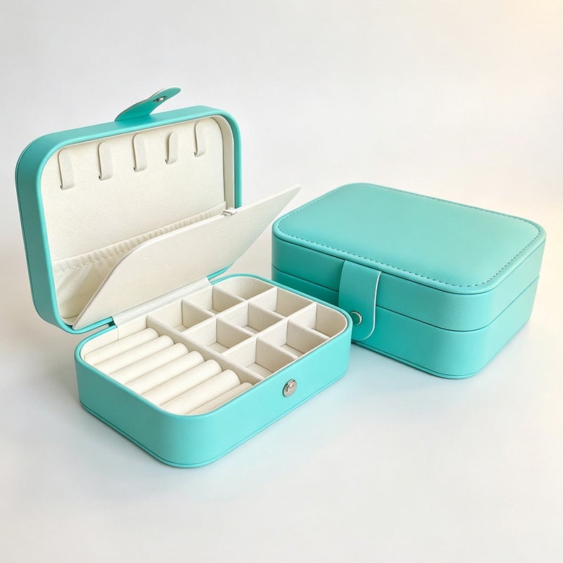 Travel-Friendly PU Leather Jewelry Box - Compact, Dustproof, Scratch-Resistant Organizer for Rings, Earrings, and Lipstick