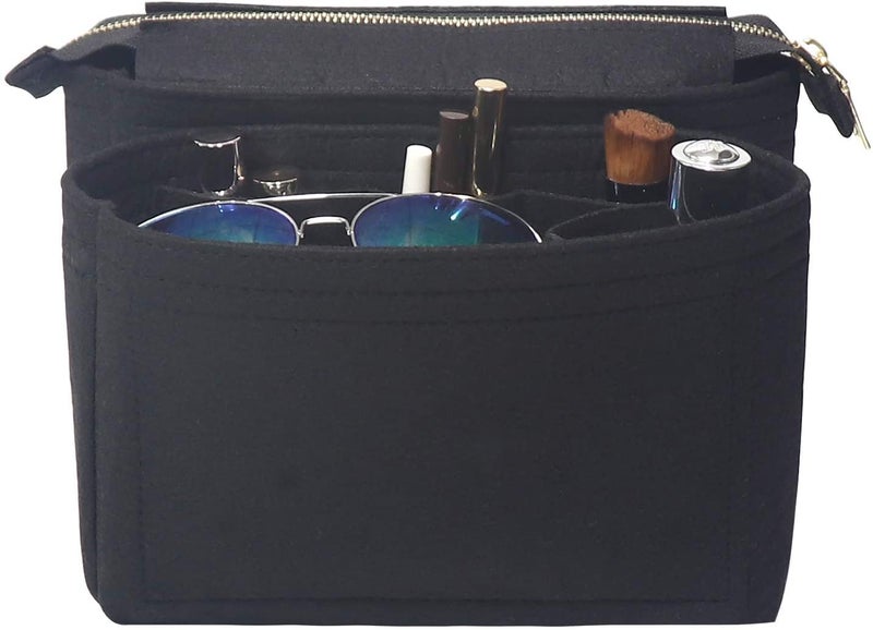 GREENSHEEP Women Felt Purse Organizer Insert for Handbag, Tote, Hobo Bag, Storage Purse Divider with Zipper, Pack of 2 (Black) - Image 3