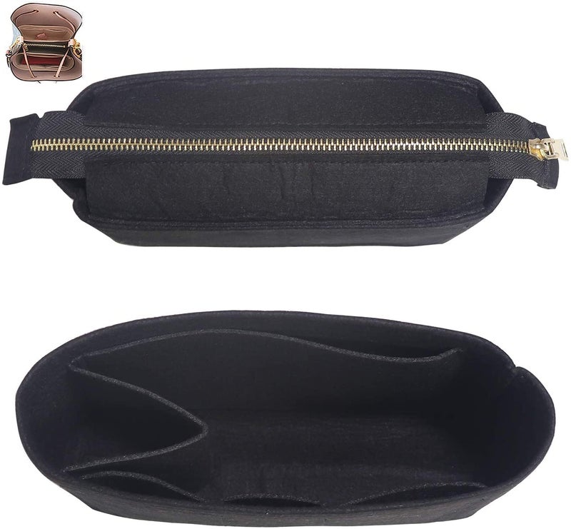 GREENSHEEP Women Felt Purse Organizer Insert for Handbag, Tote, Hobo Bag, Storage Purse Divider with Zipper, Pack of 2 (Black) - Image 2