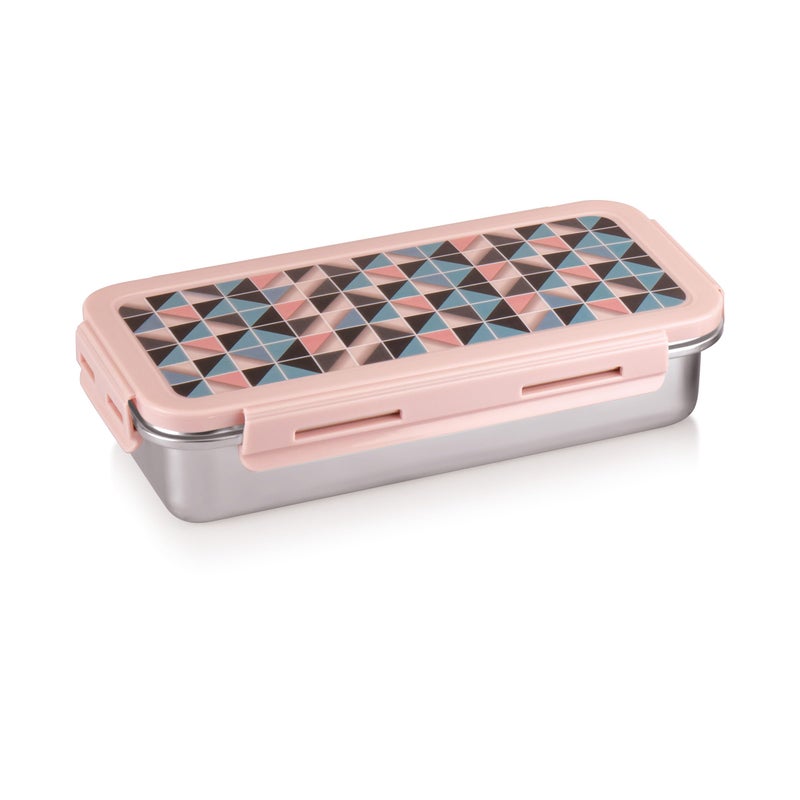 Attro Volvo Stainless Steel Lunch Box with 1 Small Container Airtight Leak-Proof Food Grade - Pink 630ml+170ml - Image 5