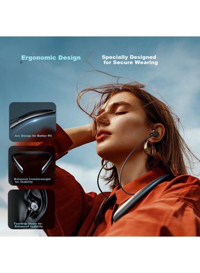 Linklikebluetooth Earphones Neckband Style Top 1 Noise Cancelling Earphones Neck Hanging Style Sports Wireless Ultra-long Battery Life Latest Model - Image 3