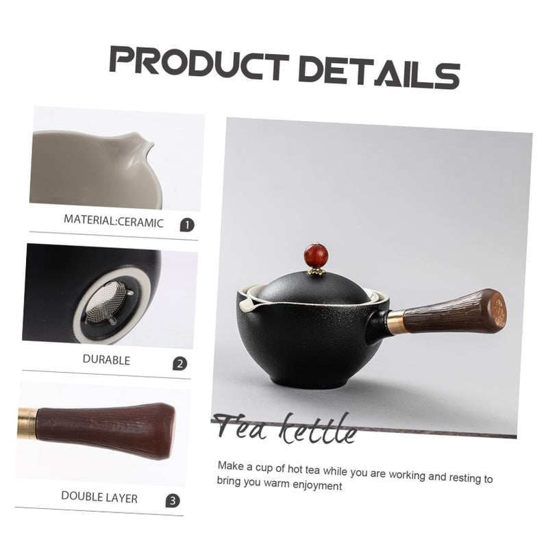Rotating Ceramic Chinese Teapot with Filter Strainer Heat Resistant Porcelain for Loose Tea - Image 5