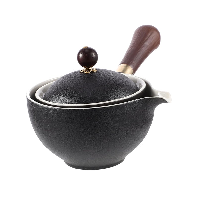 Rotating Ceramic Chinese Teapot with Filter Strainer Heat Resistant Porcelain for Loose Tea - Image 2