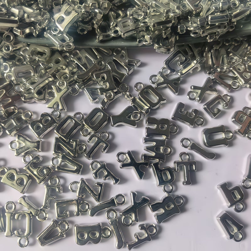 150PCS Silver Letter Pendants for Bracelet Necklace DIY Jewelry Making - Image 2