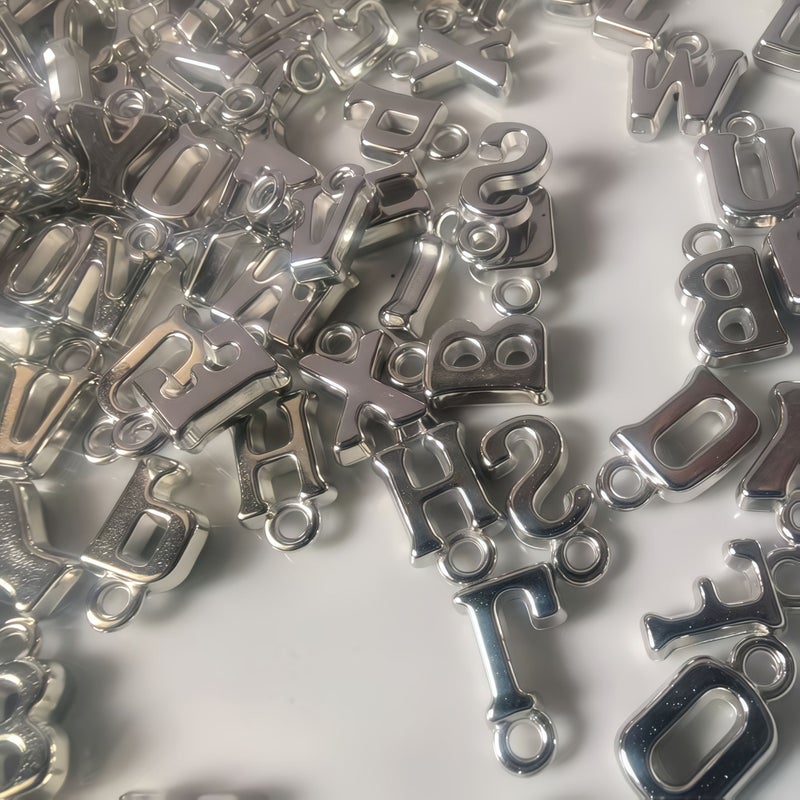 150PCS Silver Letter Pendants for Bracelet Necklace DIY Jewelry Making - Image 3